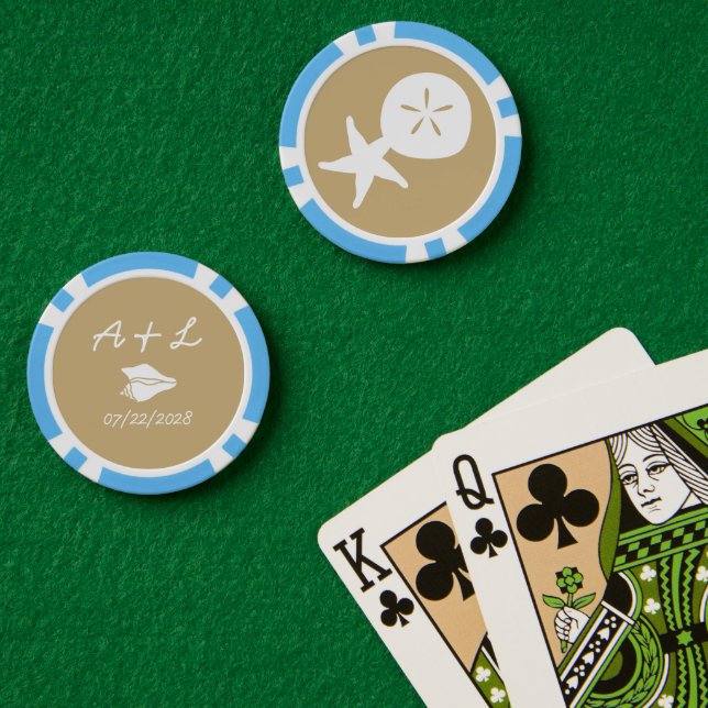 Summer Seashells in Sand Poker Chips (Poker Table (Double))