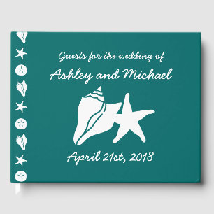 Summer Seashells in Teal Guest Book