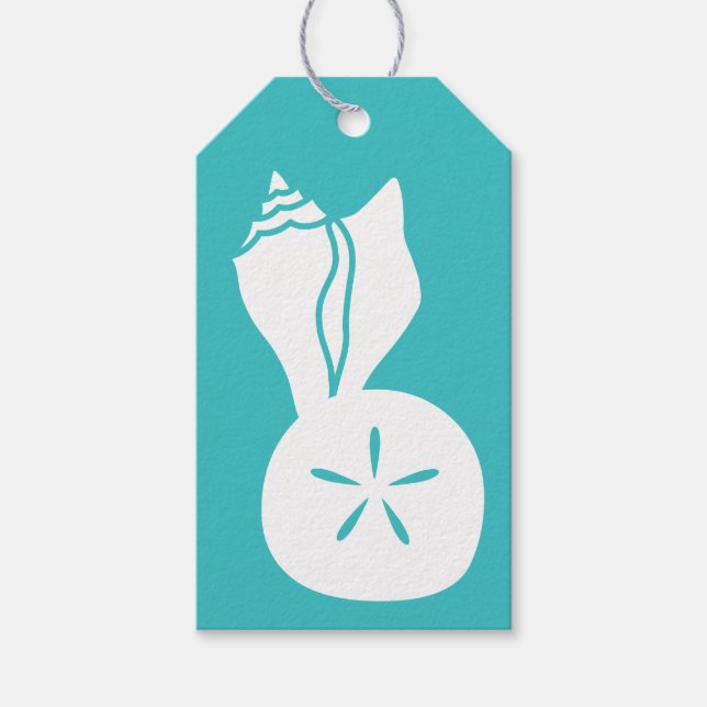 Summer Seashells in Turquoise Gift Tag (Front)