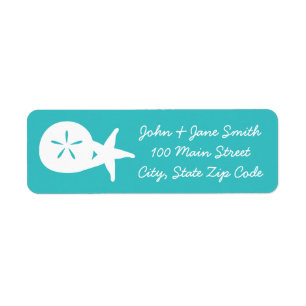 Summer Seashells in Turquoise Return Address Label