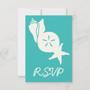 Summer Seashells in Turquoise RSVP Card