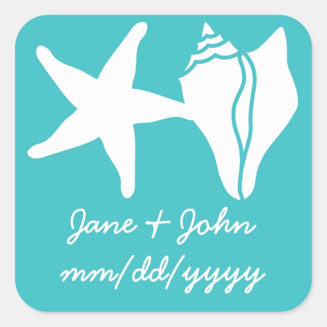 Summer Seashells in Turquoise Sticker (Front)