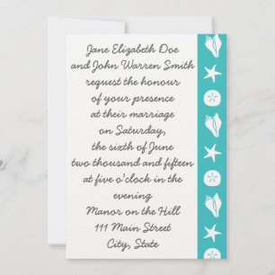 Summer Seashells in Turquoise Wedding Invitation