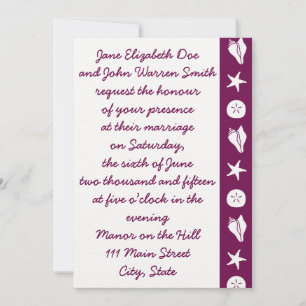 Summer Seashells in Wine Wedding Invitation