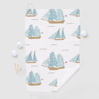 Summer Seatime Cute yachts with sail Golf Towel