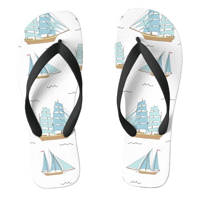 Summer Seatime Cute yachts with sail Jandals (Footbed)