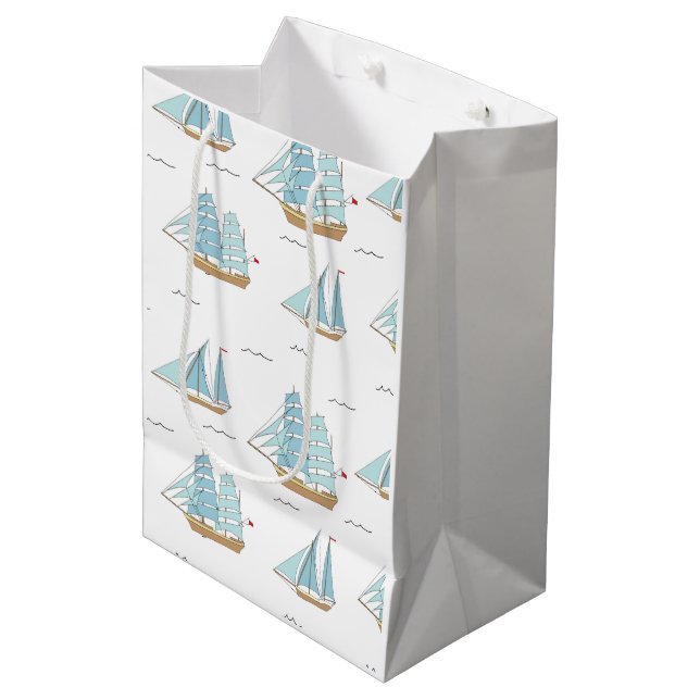 Summer Seatime Cute yachts with sail Medium Gift Bag (Front Angled)