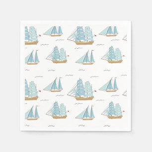 Summer Seatime Cute yachts with sail Napkin