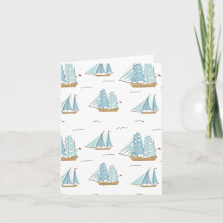 Summer Seatime Cute yachts with sail Note Card