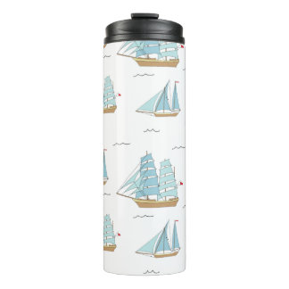 Summer Seatime Cute yachts with sail Thermal Tumbler