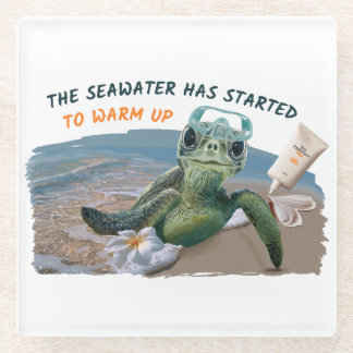 summer seaturtle glass coaster
