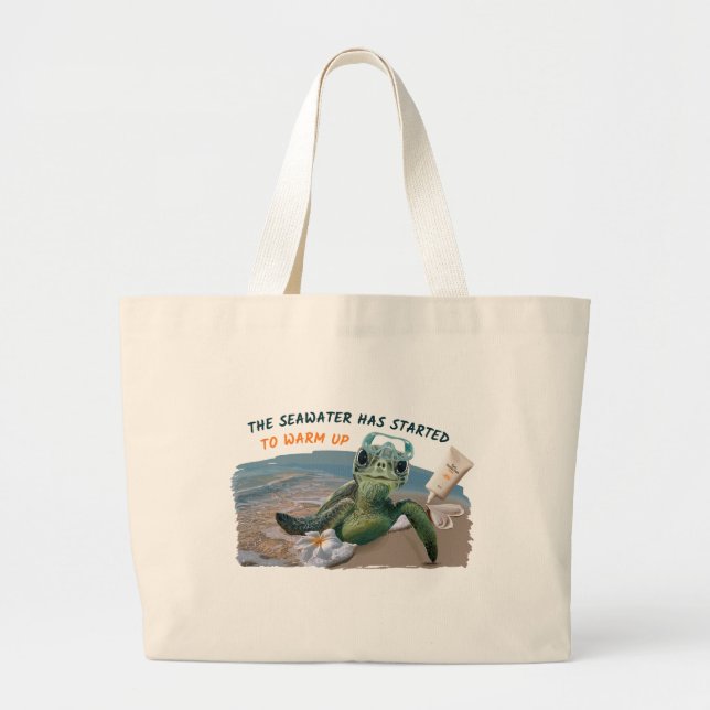 Summer seaturtle large tote bag (Front)