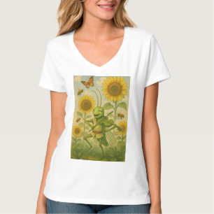 Summer Serenade: The Joyful Grasshopper Fiddler T-Shirt