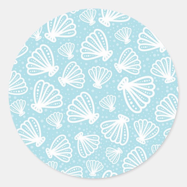 Summer Shell Pattern Classic Round Sticker (Front)