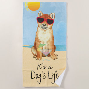 Summer Shiba Inu Beach Towel