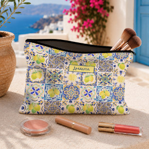 Summer Sicilian citrus Mediterranean majolica Accessory Pouch