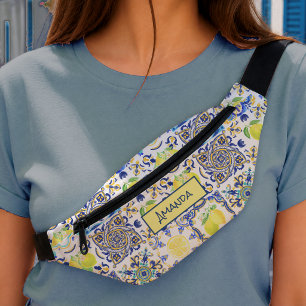 Summer Sicilian citrus Mediterranean majolica Bum Bags