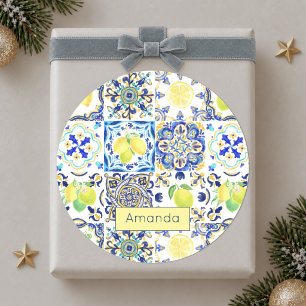 Summer Sicilian citrus Mediterranean majolica Classic Round Sticker