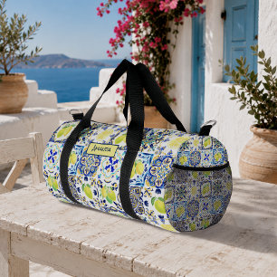 Summer Sicilian citrus Mediterranean majolica Duffle Bag