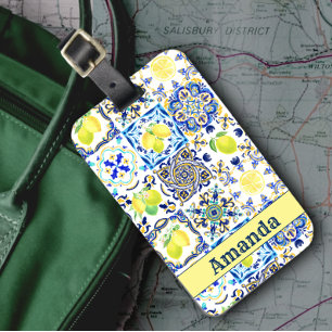 Summer Sicilian citrus Mediterranean majolica Luggage Tag