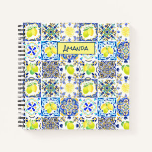 Summer Sicilian citrus Mediterranean majolica Notebook