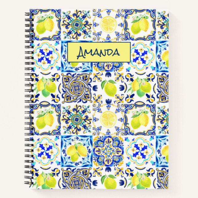 Summer Sicilian citrus Mediterranean majolica Notebook (Front)