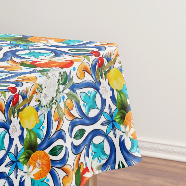 Summer ,Sicilian tiles ,majolica,ceramic tile  Tablecloth (In Situ)