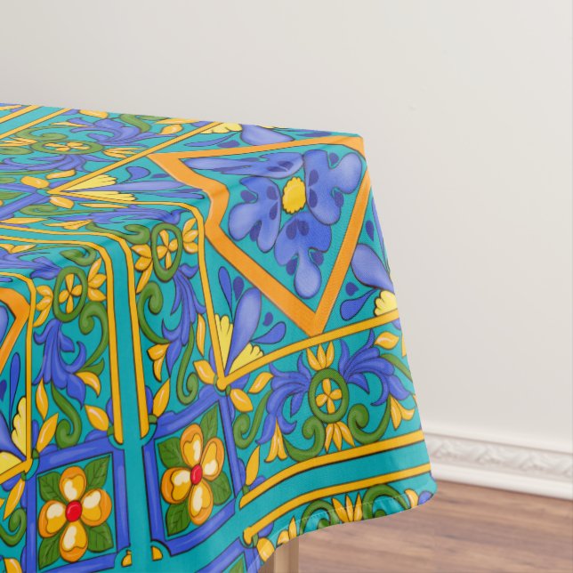 Summer ,Sicilian tiles ,majolica,Mediterranean Tablecloth (In Situ)