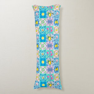 Summer Sicilian turquoise colourful azulejo Amalfi Body Cushion