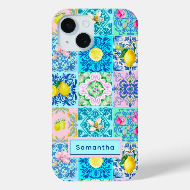 Summer Sicilian turquoise colourful azulejo Amalfi Case-Mate iPhone Case (Back)