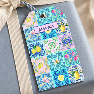Summer Sicilian turquoise colourful azulejo Amalfi Gift Tags