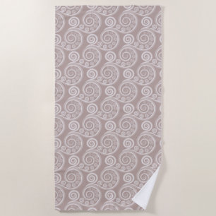 Summer Silver-Pink Nature-Inspired Fern Frond Curl Beach Towel