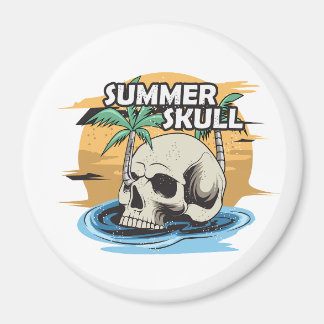 summer skull hand drawn magnet