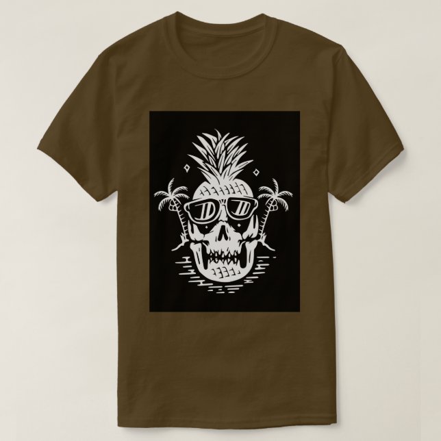 Summer skull line graphic illustration vector art  T-Shirt (Design Front)