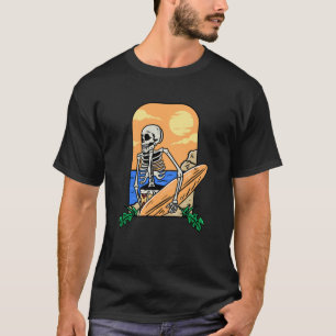 Summer Skull With Surfboat Beach Vibes T-Shirt