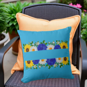 Summer Sky Blue Floral Cushion