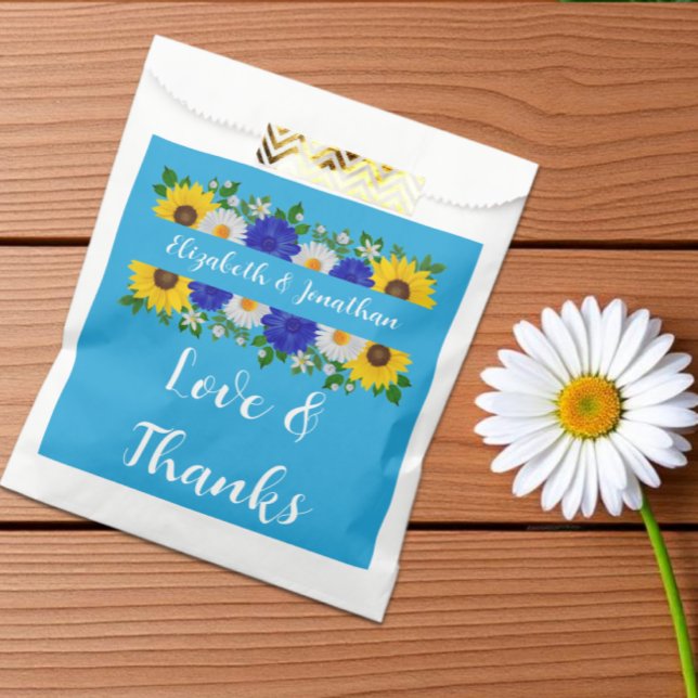 Summer Sky Blue Floral Wedding Favour Bags (Creator Uploaded)