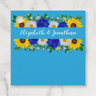 Summer Sky Blue Floral Wedding Favour Tags