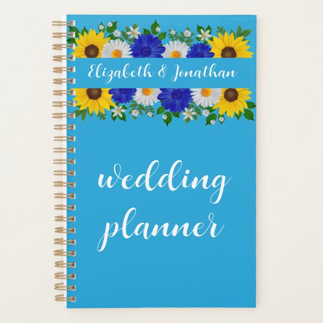 Summer Sky Blue Floral Wedding Planner (Front)