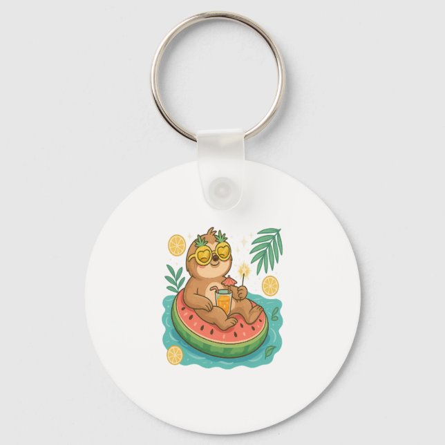 Summer Sloth Pool Float Key Ring (Front)