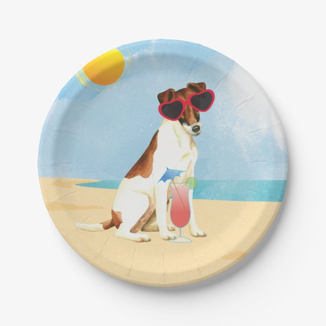 Summer Smooth Fox Terrier Paper Plate (Front)