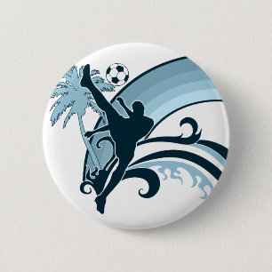 summer soccer. 6 cm round badge