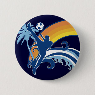 summer soccer. 6 cm round badge