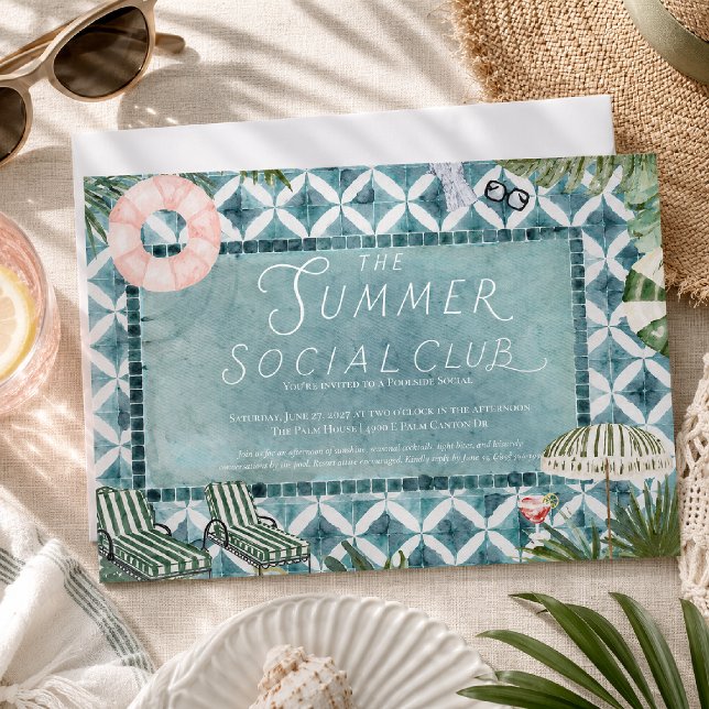 Summer Social Club Pool Party Invitation (Creator Uploaded)