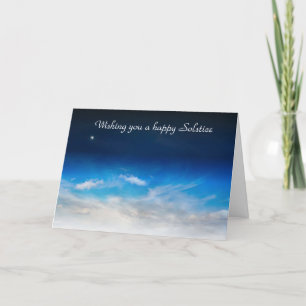 Summer Solstice Blessings with blue sky and moon Card