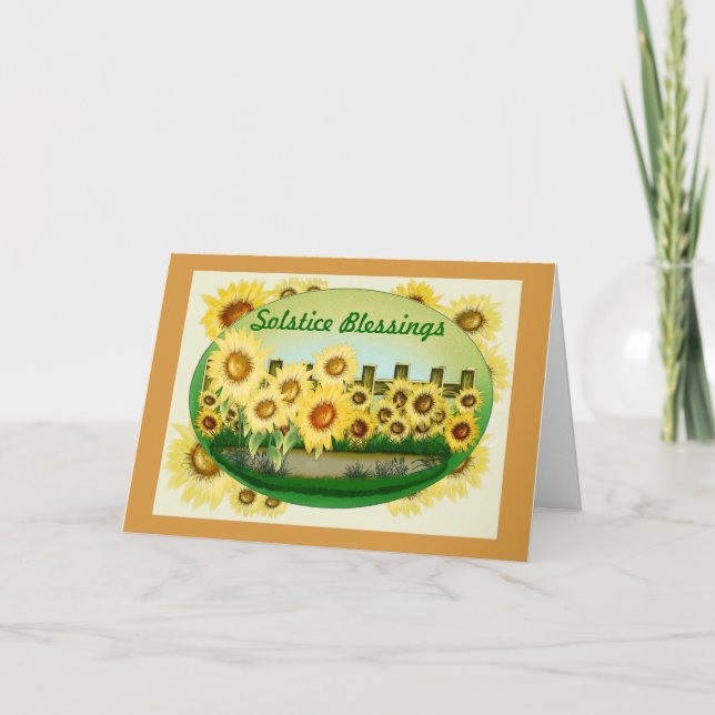 Summer Solstice blessings with sunflowers Card (Front)
