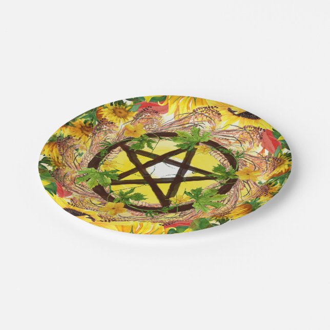 Summer Solstice Bright Sunflower & Elecampane Paper Plate (Angled)