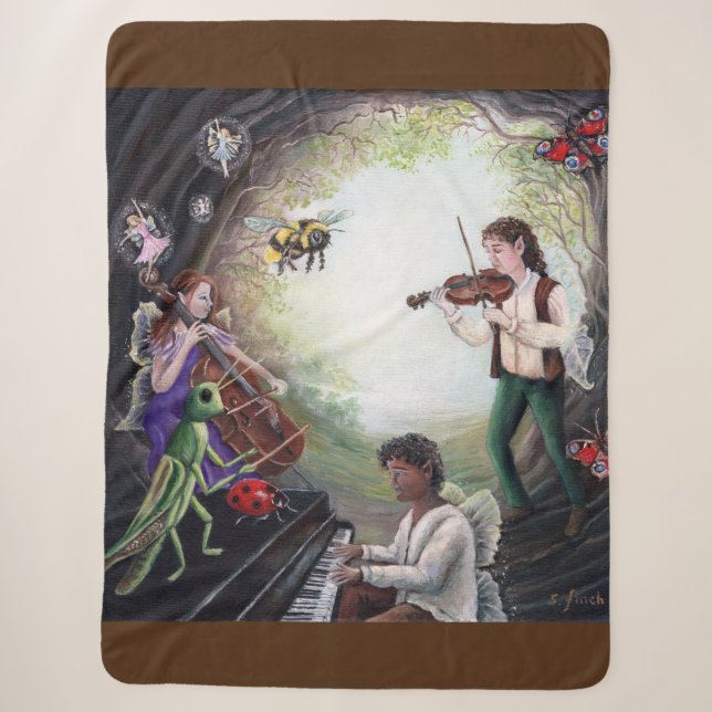 Summer Solstice Fairy Concert Sherpa Blanket (Front)