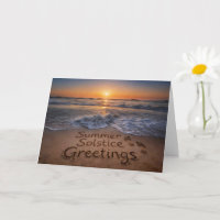 Summer Solstice Greetings Beach Ocean Footprints