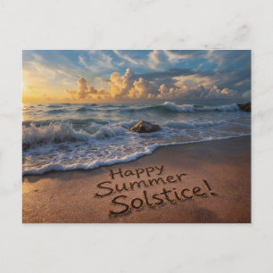 Summer Solstice Greetings Beach Writing Postcard